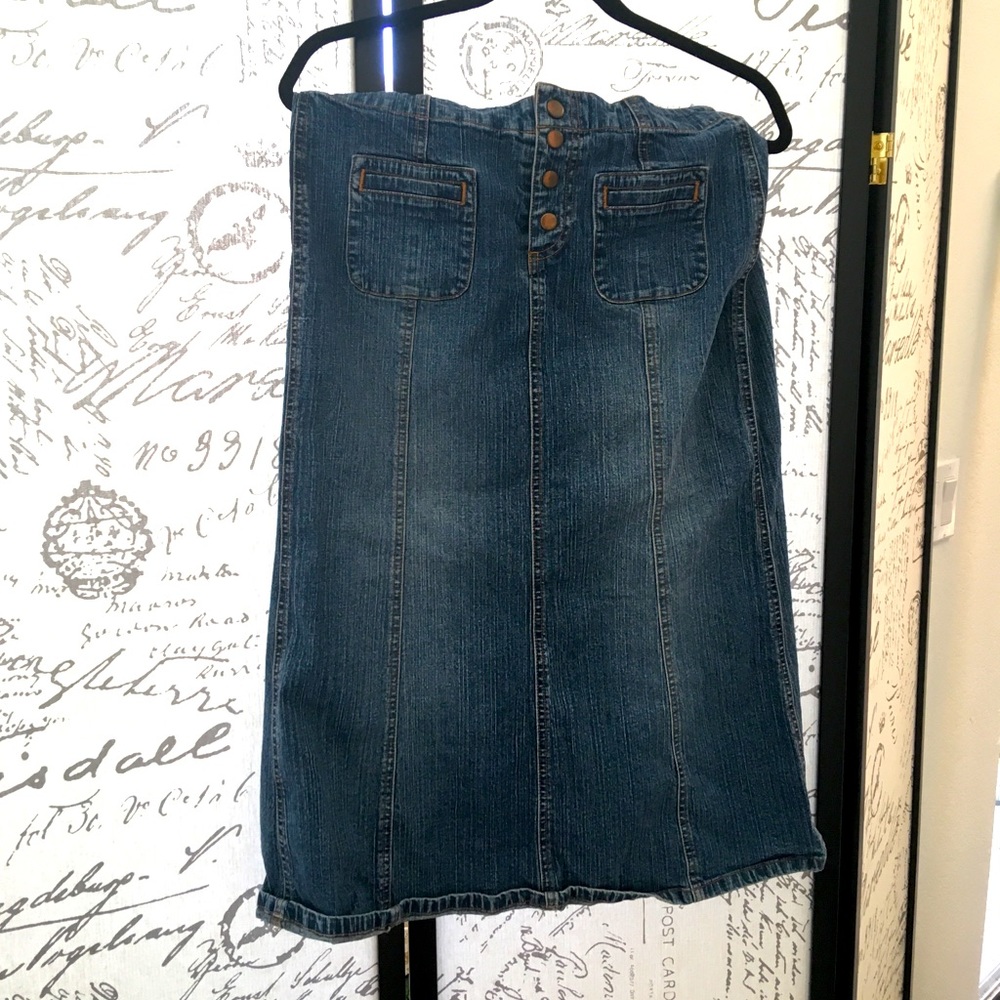 GAP Denim Stretch Midi Skirt